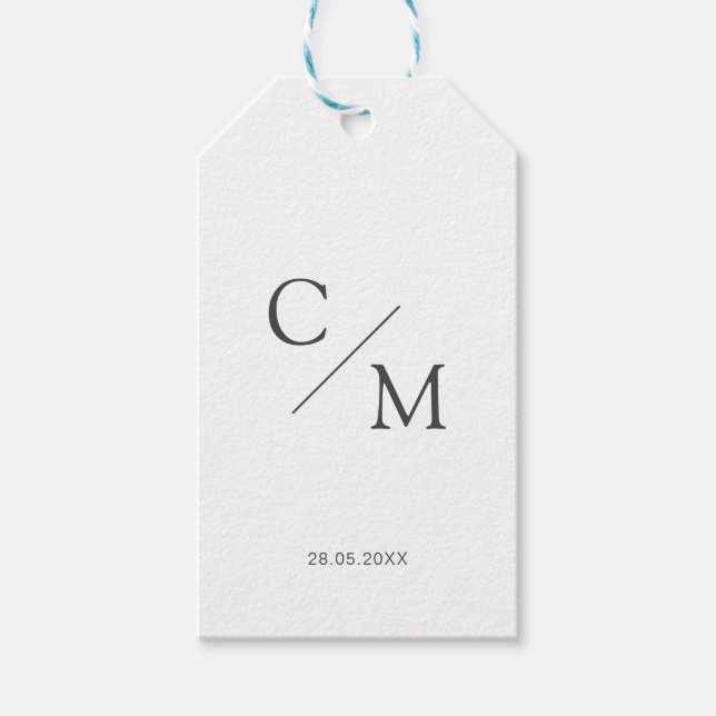 Enkel monogram och elegant presentetikett (Framsidan)