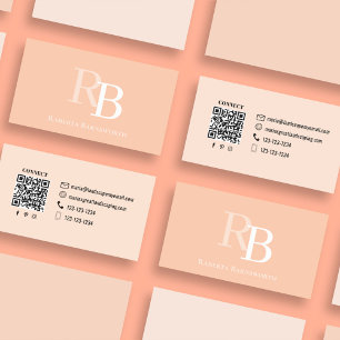 Enkel monogram-persika QR-kod Komma i kontakt me Visitkort
