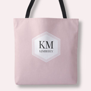 Enkel monogram rosa modern elegant anpassad namnpl tygkasse