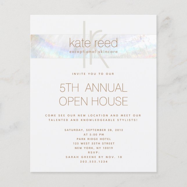 Enkel monogram Seashell White Stripe Flygblad (Framsidan)