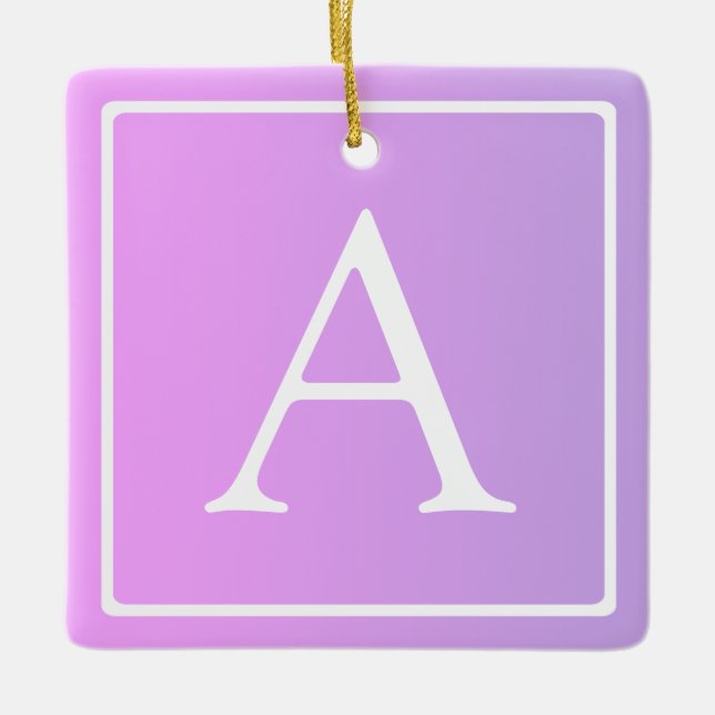 Enkel monogram | Subtil rosa/lila ombré Julgransprydnad Keramik (Framsida)