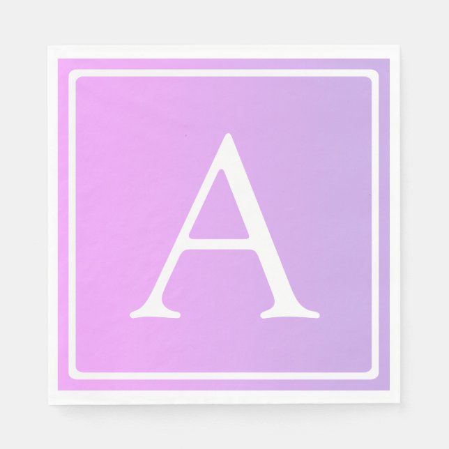 Enkel monogram | Subtil rosa/lila ombré Pappersservett (Framsidan)