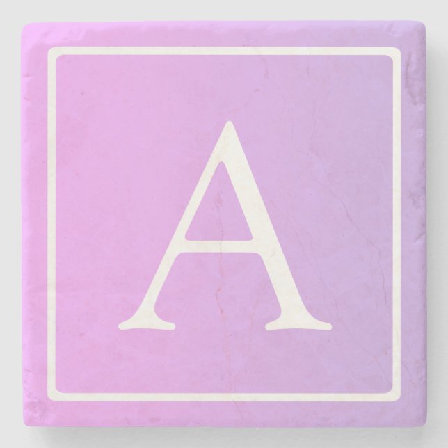 Enkel monogram | Subtil rosa/lila ombré Stenunderlägg (Framsidan)