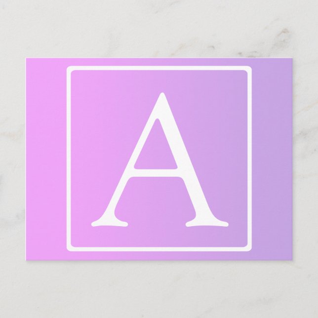 Enkel monogram | Subtil rosa/lila ombré Vykort (Framsida)