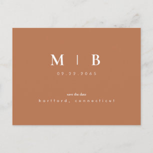 Enkel Monogram Terracotta Spara datum QR-kod Vykort