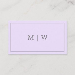 Enkel Monogram Violet Lilac Pastel Lila Visitkort