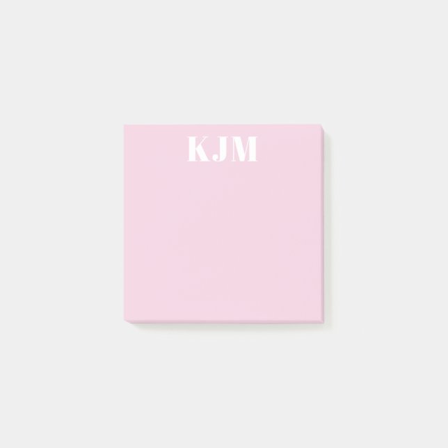 Enkel monogramm pink Postit Post-it Block (Framsida)