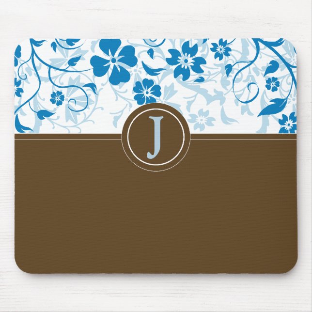 Enkel monogrammad Baby blue Mousepad Musmatta (Framsidan)
