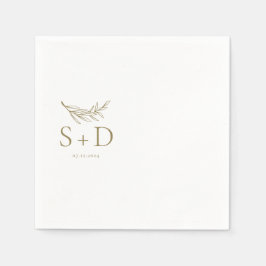 Enkel monogrammad Guld Bröllop Napkins Pappersservett
