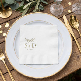 Enkel monogrammad Guld Bröllop Napkins Pappersservett