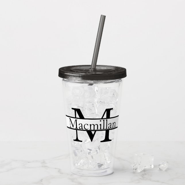 Enkel monogrammad Personlig Take Away Mugg (Baksida Ice)