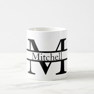 Enkel Monogrammed Namn Personlig Kaffemugg
