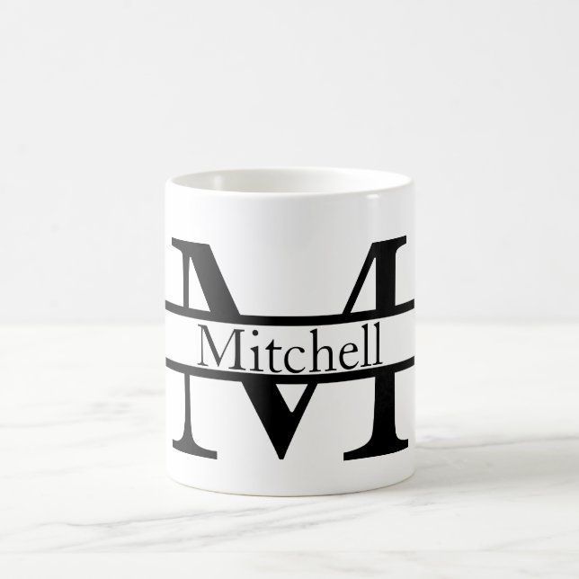 Enkel Monogrammed Namn Personlig Kaffemugg (Center)