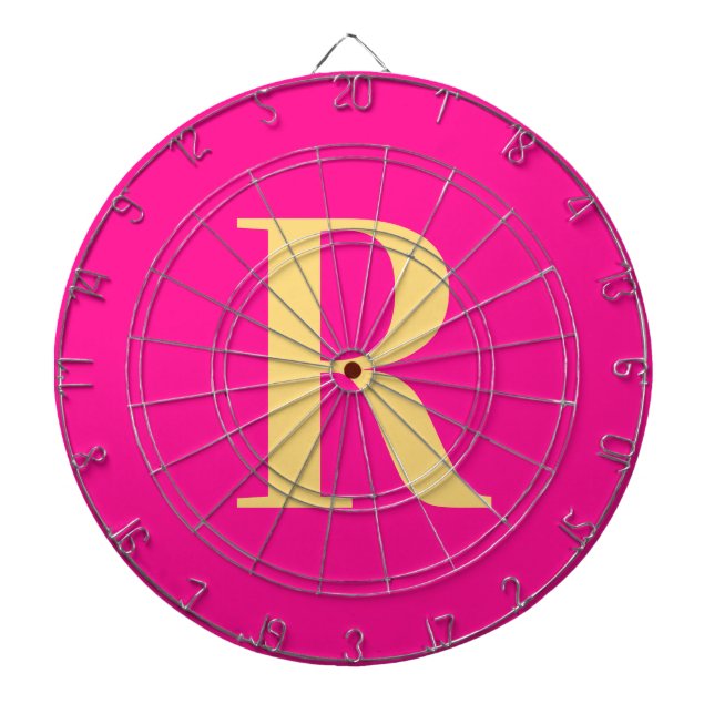 Enkel monogrammologisk modern Shock rosa Darttavla (Framsidan)