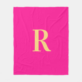 Enkel monogrammologisk modern Shock rosa Fleecefilt
