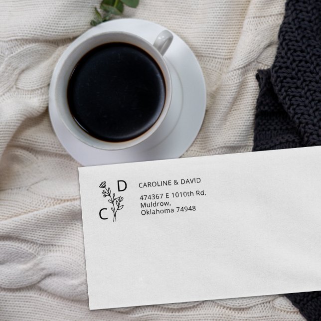Enkel monogramReturadress Stämpel (Skapare uppladdad)
