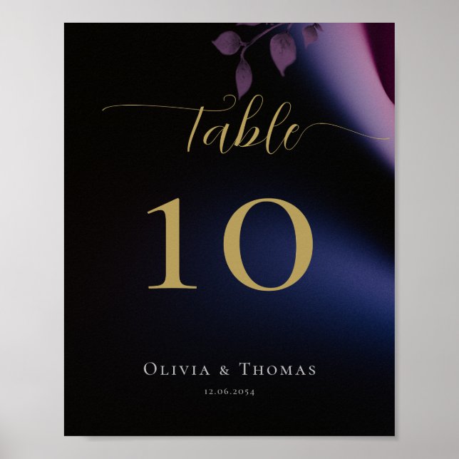 Enkel Moody svart Mörk Lila Eucalyptus Bröllop Poster (Framsidan)