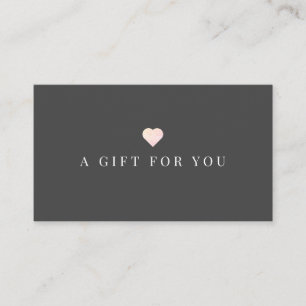 Enkel Mörk av Rosa Heart Grått Gift-certifikat Visitkort