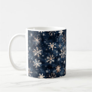 Enkel Mörk blått med Snöflingor Kaffemugg