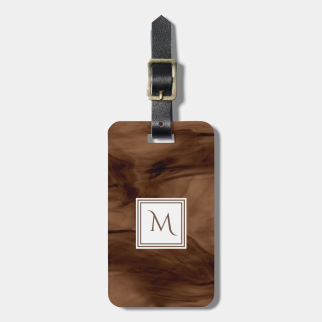 Enkel Mörk Brunius subtle Marble Modern Monogram Bagagebricka (Vertikal Framsida)