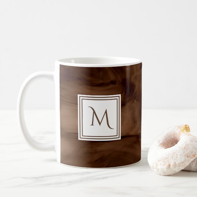 Enkel Mörk Brunius subtle Marble Modern Monogram Kaffemugg (Med munk)