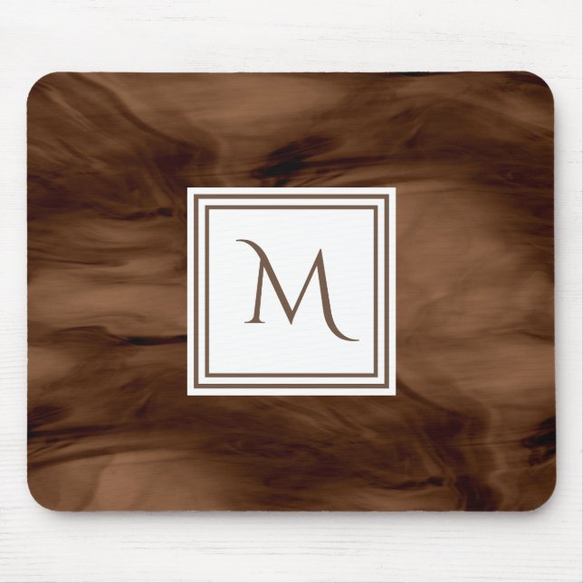 Enkel Mörk Brunius subtle Marble Modern Monogram Musmatta (Framsidan)
