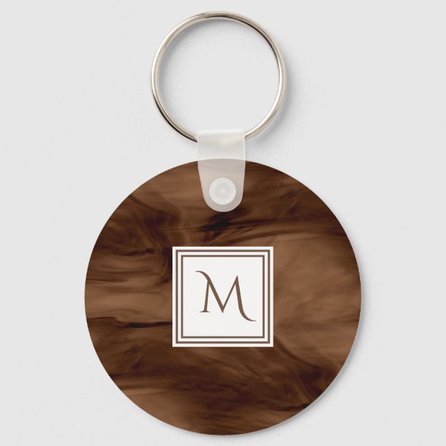 Enkel Mörk Brunius subtle Marble Modern Monogram Nyckelring (Framsida)