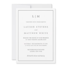 Enkel Mörk Grått Monogram Elegant bröllop