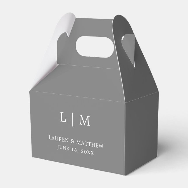 Enkel Mörk Grått Monogram Elegant bröllop Presentaskar (Framsidan Sidan)