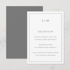 Enkel Mörk Grått Monogram Elegant bröllop Tilläggskort