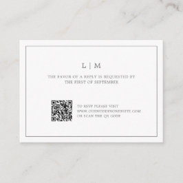 Enkel Mörk Grått Monogram QR-Bröllop OSA Anteckningskort