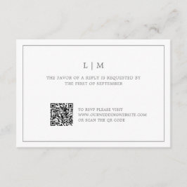 Enkel Mörk Grått Monogram QR-kod Elegant bröllop OSA Kort