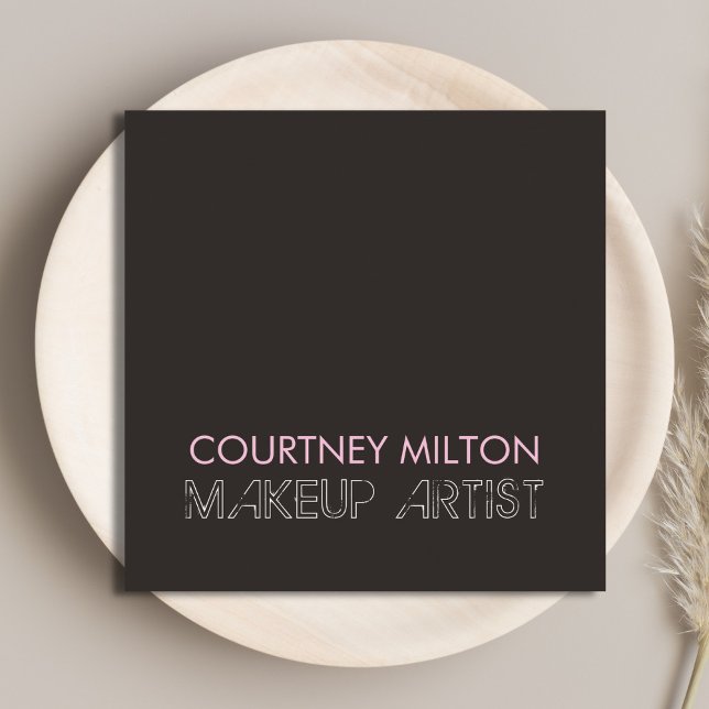 Enkel Mörk  Makeup Artist för Elegant Fyrkantigt Visitkort (Skapare uppladdad)