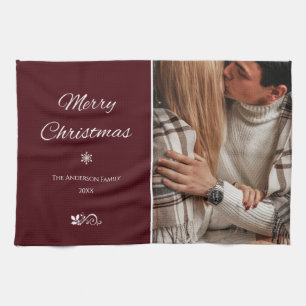 Enkel Mörk och Elegant Burgundy-Helgdagar för ju Kökshandduk