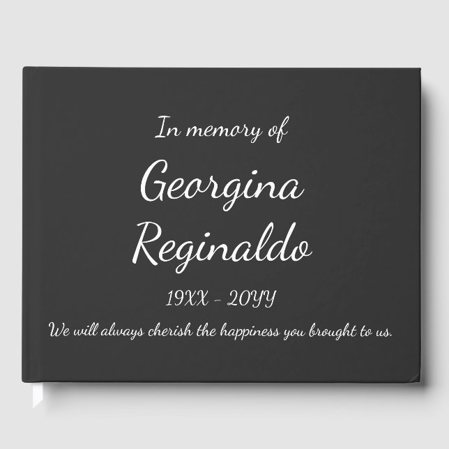 Enkel Mörk och Elegant Grått + Vit skripttext Gästböcker (Framsida)