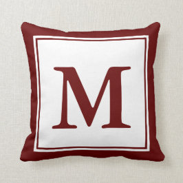 Enkel Mörk Röd och vit monogrammad Kudde