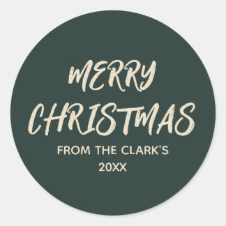 Enkel Mörk Sage Grönt God jul Runt Klistermärke