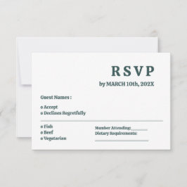 Enkel mörk skiffergrå minimal bröllops-RSVP-kort OSA Kort