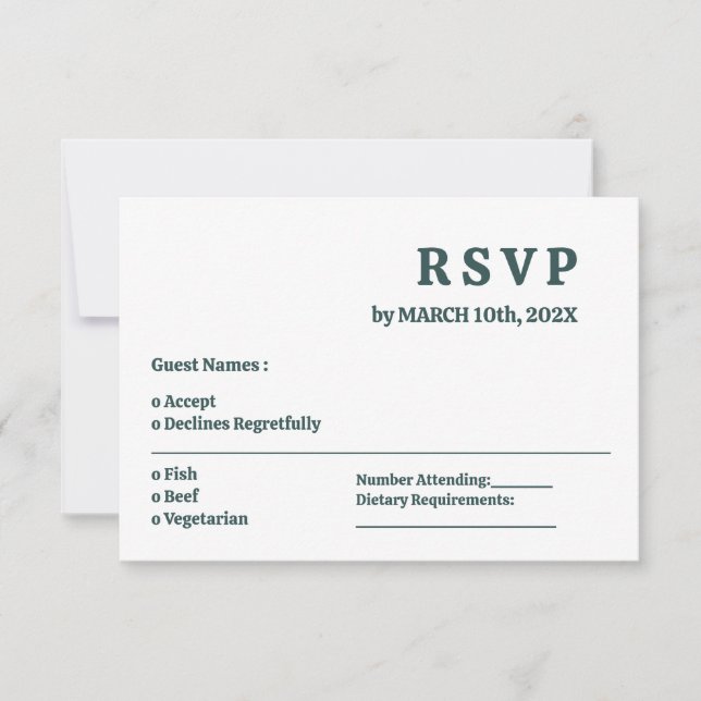 Enkel mörk skiffergrå minimal bröllops-RSVP-kort OSA Kort (Framsida)
