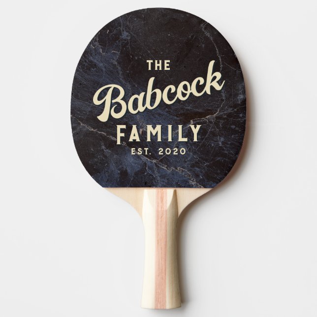 Enkel Mörk Sten Retro Familj Namn & År Pingisracket (Framsidan)