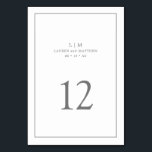 Enkel Mörkgrå Monogram Elegant Bröllop Bordsnummer<br><div class="desc">Enkel bordskylt för bröllop med en elegant och tidlös design med din tvåbokstavsmonogram, namn, datum och bordnummer omgiven av en tunn ram. Alla designelement är medelgrå på vit bakgrund och kan ändras till valfri färg i designverktyget. En ren och klassisk design som passar perfekt för ett par som vill ha...</div>