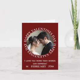 Enkel mörkröd foto Alla hjärtans dag vikbar Helgkort