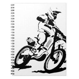 Enkel Motorcross cykel och ryttare Anteckningsbok
