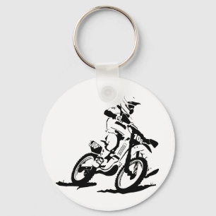 Enkel Motorcross cykel och ryttare Nyckelring