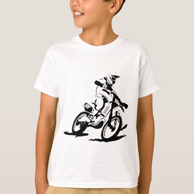 Enkel Motorcross cykel och ryttare T-shirt (Framsida)
