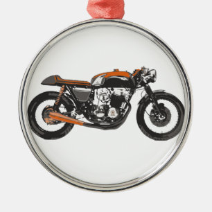 Enkel motorcykel - teckning för CafeRacer 750 Julgransprydnad Metall