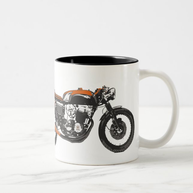 Enkel motorcykel - teckning för CafeRacer 750 Två-Tonad Mugg (Höger)