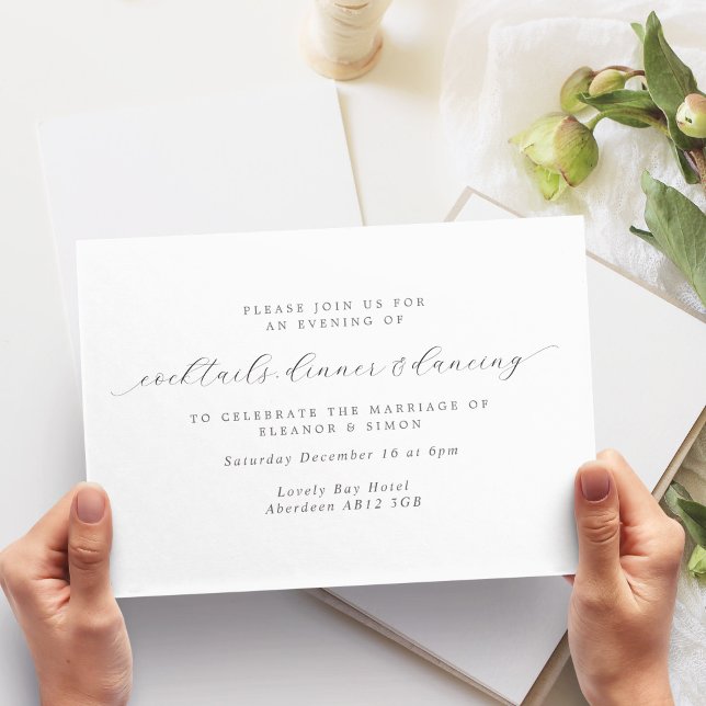 Enkel mottagning av Elegant Calligraphy-bröllop Inbjudningar (Skapare uppladdad)
