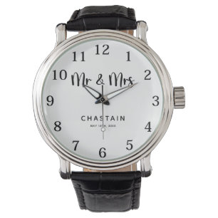 Enkel Mr. Och Mrs. Bröllop Monogram Armbandsur