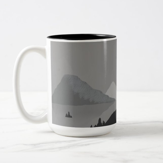 Enkel mugg med grå bergslandskap (Vänster)